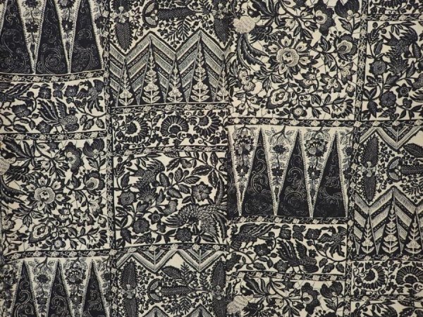 Photo5: 6610T12z930 Vintage Japanese Kimono Silk KOMON Flowers Black (5)