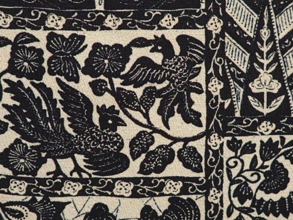 Photo6: 6610T12z930 Vintage Japanese Kimono Silk KOMON Flowers Black (6)