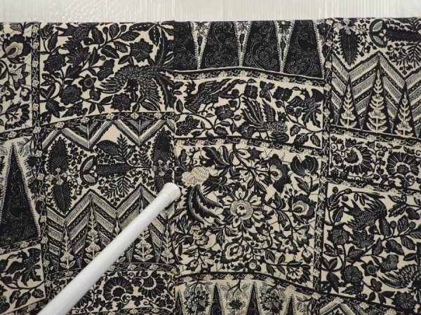 Photo8: 6610T12z930 Vintage Japanese Kimono Silk KOMON Flowers Black (8)