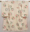Photo1: 6610T13z1020 Vintage Japanese Girl's Kimono Silk Flowers Off-white (1)
