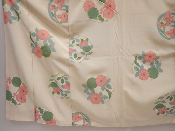 Photo4: 6610T13z1020 Vintage Japanese Girl's Kimono Silk Flowers Off-white (4)