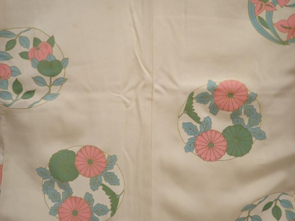 Photo5: 6610T13z1020 Vintage Japanese Girl's Kimono Silk Flowers Off-white (5)