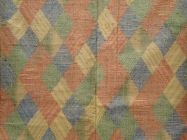 Photo5: 6610T14z850 Vintage Japanese Kimono Silk TSUMUGI  Sand yellow (5)