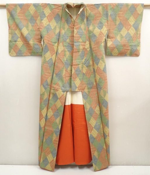 Photo8: 6610T14z850 Vintage Japanese Kimono Silk TSUMUGI  Sand yellow (8)