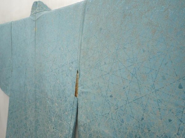 Photo2: 6611T04z630 Vintage Japanese Kimono Silk HAORI  Dull light blue (2)