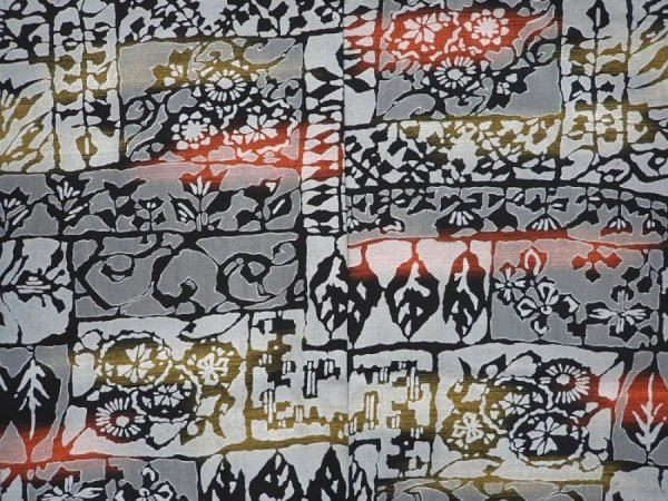 Photo3: 6611T05z500 Vintage Japanese Kimono Silk HAORI Flowers Gray (3)