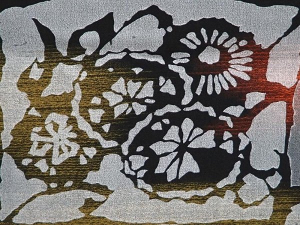 Photo4: 6611T05z500 Vintage Japanese Kimono Silk HAORI Flowers Gray (4)