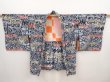 Photo5: 6611T05z500 Vintage Japanese Kimono Silk HAORI Flowers Gray (5)