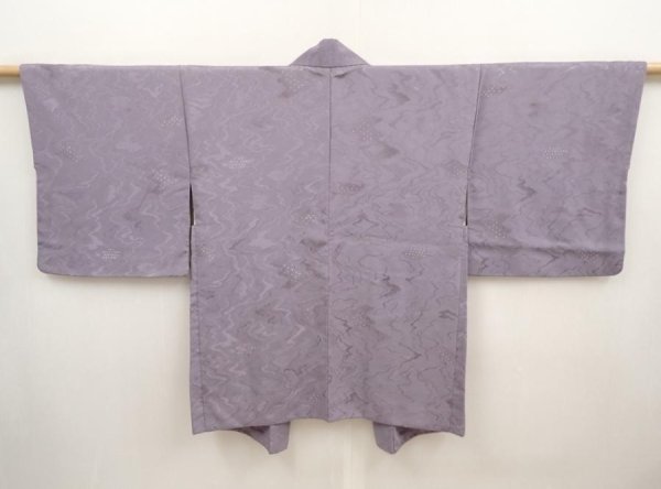 Photo1: 6611T06z570 Vintage Japanese Kimono Silk HAORI Stream Ash purple (1)
