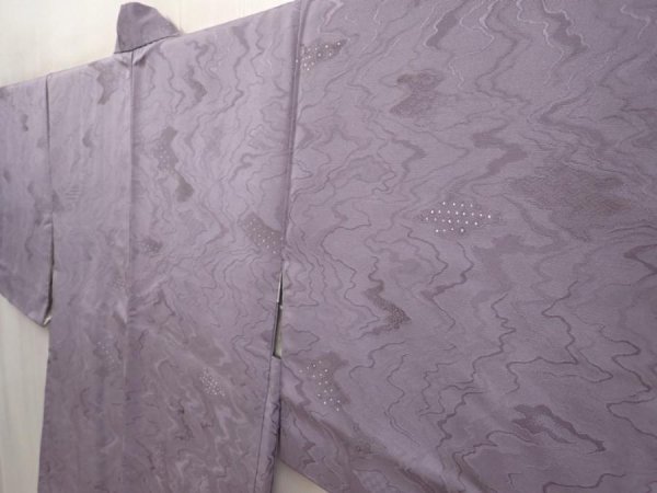 Photo2: 6611T06z570 Vintage Japanese Kimono Silk HAORI Stream Ash purple (2)
