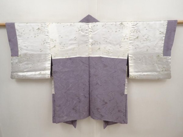Photo6: 6611T06z570 Vintage Japanese Kimono Silk HAORI Stream Ash purple (6)