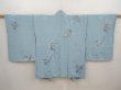 Photo1: 6611T07z510 Vintage Japanese Kimono Silk HAORI Flower Light blue (1)