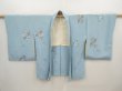 Photo5: 6611T07z510 Vintage Japanese Kimono Silk HAORI Flower Light blue (5)