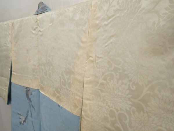 Photo7: 6611T07z510 Vintage Japanese Kimono Silk HAORI Flower Light blue (7)