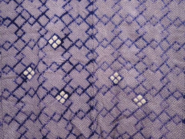 Photo3: 6611T08z440 Vintage Japanese Kimono Silk SHIBORI HAORI  Dark lavender (3)