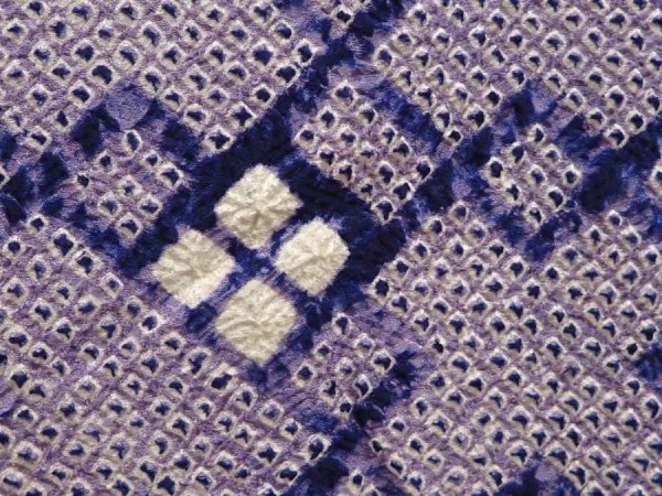 Photo4: 6611T08z440 Vintage Japanese Kimono Silk SHIBORI HAORI  Dark lavender (4)