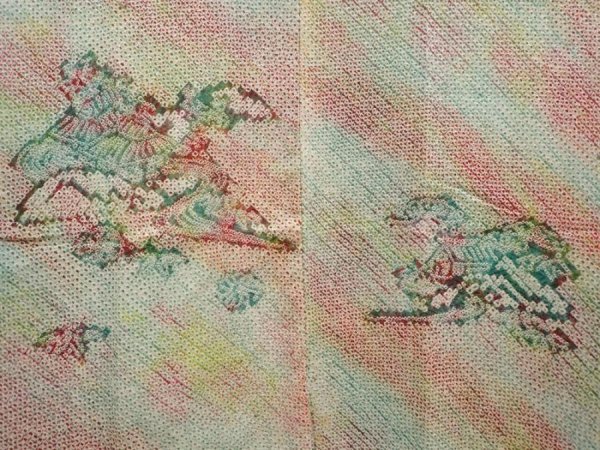 Photo3: 6611T09z450 Vintage Japanese Kimono Silk SHIBORI HAORI House Opal Green (3)