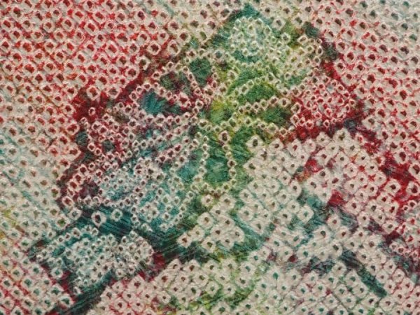 Photo4: 6611T09z450 Vintage Japanese Kimono Silk SHIBORI HAORI House Opal Green (4)