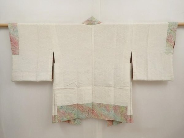 Photo6: 6611T09z450 Vintage Japanese Kimono Silk SHIBORI HAORI House Opal Green (6)