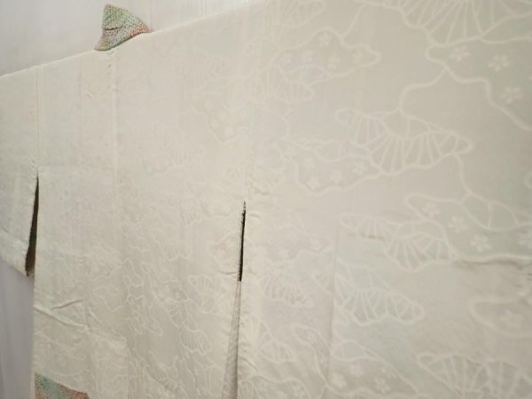 Photo7: 6611T09z450 Vintage Japanese Kimono Silk SHIBORI HAORI House Opal Green (7)