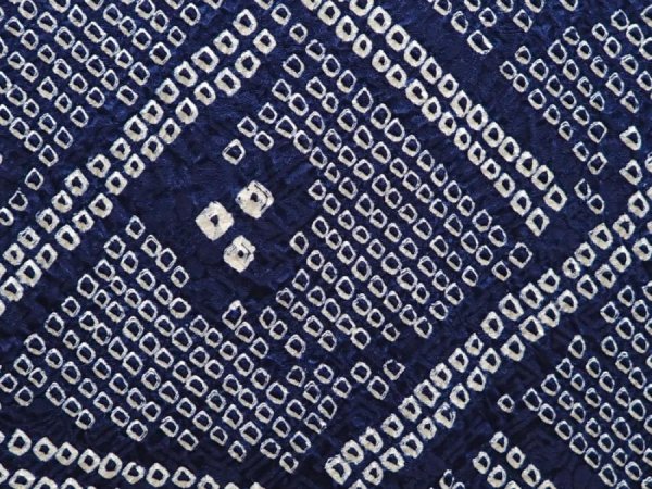 Photo4: 6611T10z500 Vintage Japanese Kimono Silk SHIBORI HAORI  Dark navy (4)