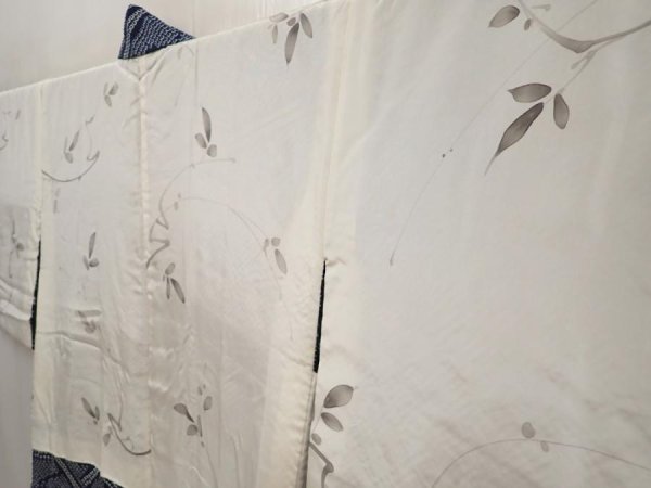 Photo7: 6611T10z500 Vintage Japanese Kimono Silk SHIBORI HAORI  Dark navy (7)