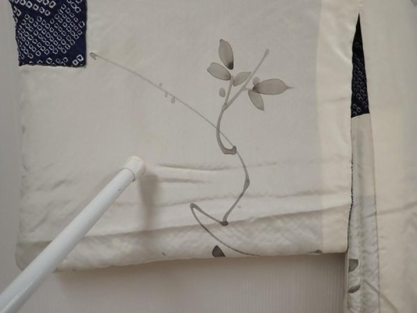 Photo8: 6611T10z500 Vintage Japanese Kimono Silk SHIBORI HAORI  Dark navy (8)