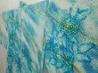 Photo2: 6611T11z460 Vintage Japanese Kimono Silk SHIBORI HAORI Flower Cyan blue (2)