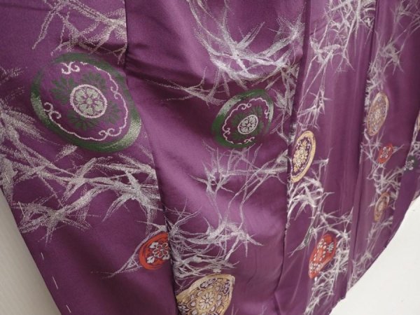 Photo3: 6611T12z880 Vintage Japanese Kimono Silk KOMON  Purple (3)
