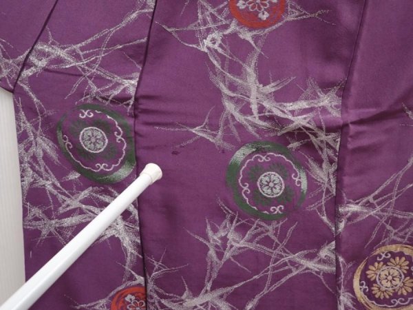 Photo8: 6611T12z880 Vintage Japanese Kimono Silk KOMON  Purple (8)