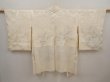 Photo7: 6611T01z580 Vintage Japanese Kimono Silk HAORI Flowers Off-white (7)