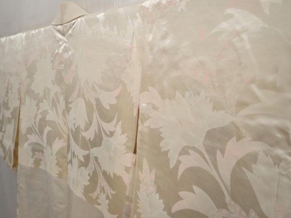 Photo8: 6611T01z580 Vintage Japanese Kimono Silk HAORI Flowers Off-white (8)