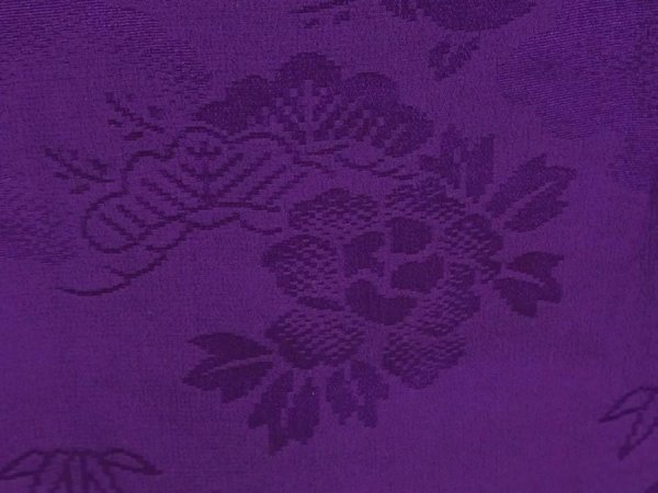 Photo4: 6611T02z430 Vintage Japanese Kimono Silk HAORI Flowers Purple (4)