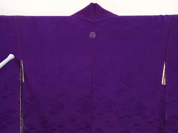 Photo6: 6611T02z430 Vintage Japanese Kimono Silk HAORI Flowers Purple (6)