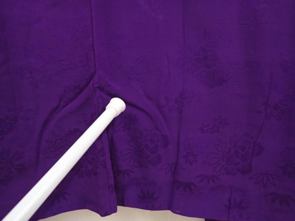 Photo7: 6611T02z430 Vintage Japanese Kimono Silk HAORI Flowers Purple (7)
