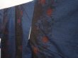 Photo2: 6611T13z770 Vintage Japanese Kimono Silk TSUMUGI Camellia Dark blue (2)