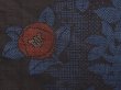 Photo6: 6611T13z770 Vintage Japanese Kimono Silk TSUMUGI Camellia Dark blue (6)