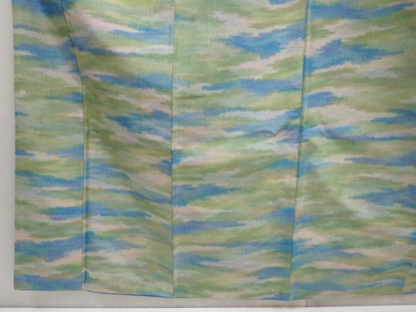 Photo4: 6611T14z730 Vintage Japanese Kimono Silk TSUMUGI Cloud Sage green (4)