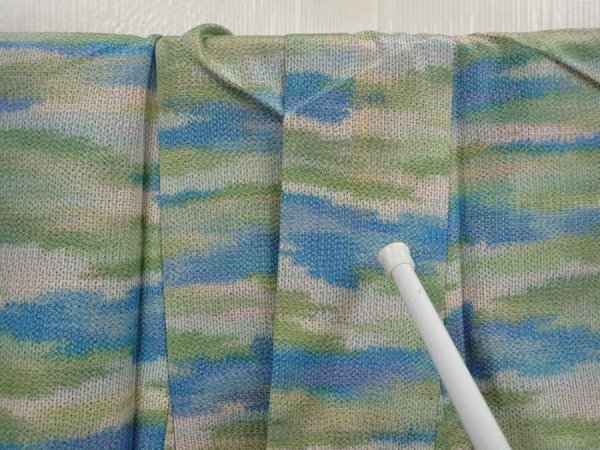 Photo8: 6611T14z730 Vintage Japanese Kimono Silk TSUMUGI Cloud Sage green (8)