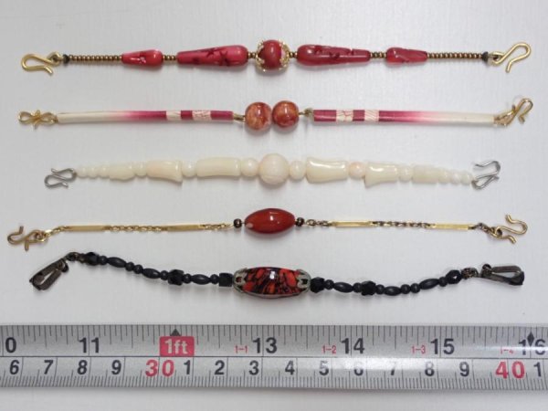 Photo1: i12z30 Vintage Japanese Kimono Unknown HAORI HIMO Accessory 5pcs (1)