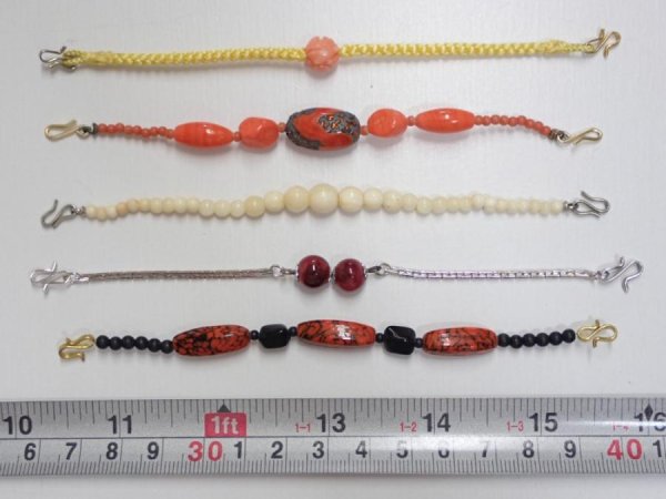 Photo1: i13z30 Vintage Japanese Kimono Unknown HAORI HIMO Accessory 5pcs (1)