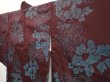 Photo2: 6612T01z580 Vintage Japanese Kimono Silk HAORI Peony Dark grape (2)