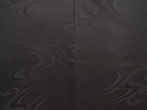 Photo3: 6612T02z600 Vintage Japanese Kimono Silk HAORI Wave Black (3)