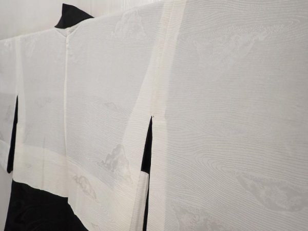 Photo8: 6612T02z600 Vintage Japanese Kimono Silk HAORI Wave Black (8)