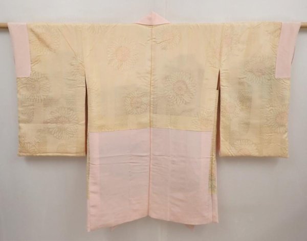 Photo8: 6612T03z680 Vintage Japanese Kimono Silk HAORI Chrysanthemum Pink (8)