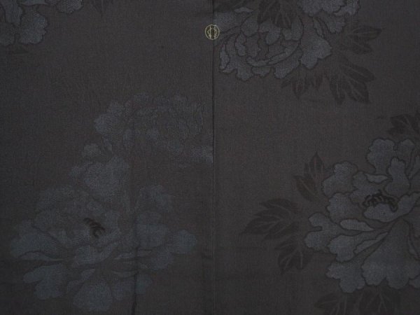 Photo3: 6612T04z460 Vintage Japanese Kimono Silk HAORI Peony Black (3)