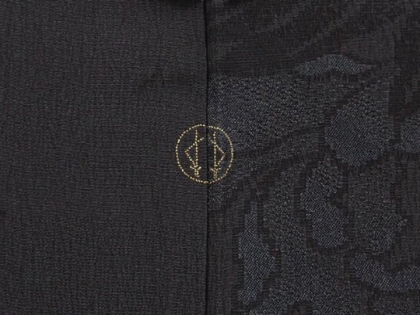 Photo5: 6612T04z460 Vintage Japanese Kimono Silk HAORI Peony Black (5)