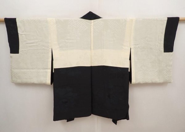 Photo7: 6612T04z460 Vintage Japanese Kimono Silk HAORI Peony Black (7)