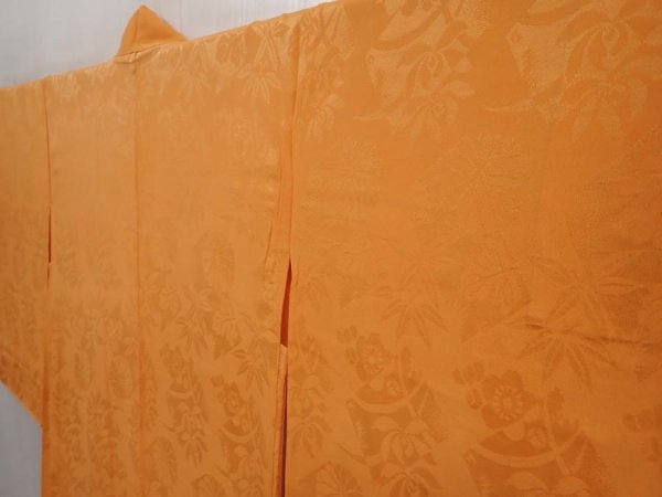 Photo2: 6612T05z300 Vintage Japanese Kimono Silk HAORI Flowers Dark orange (2)