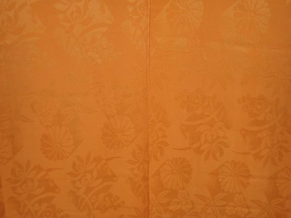 Photo3: 6612T05z300 Vintage Japanese Kimono Silk HAORI Flowers Dark orange (3)